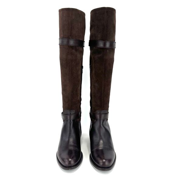 Garnet Hill Charity Italian Over-The-Knee Riding Boot Sz 6.5 Brown Suede/Leather - Picture 15 of 16